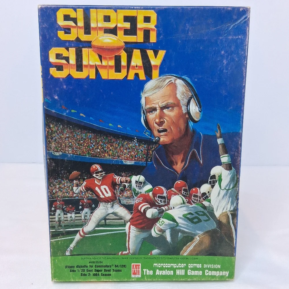 Commodore 64 128 Computer Game Diskette 1984 Super Sunday Football #48855 Avalon